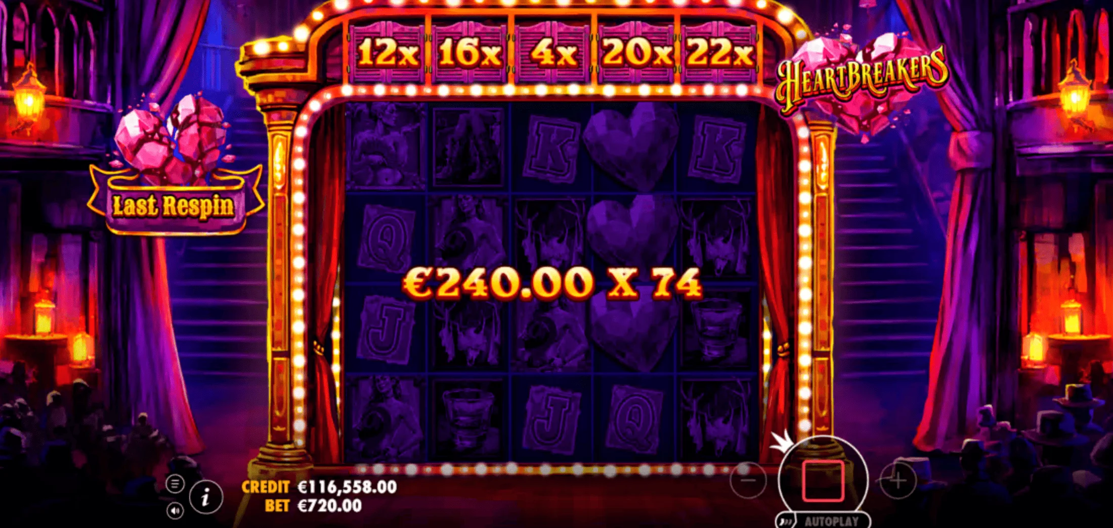 Heartbreakers - menu de compra de bônus Standard Respin e Super Respin
